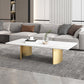 Glam 15.7" H Rectangle Slate Coffee Table Steel 2 Legs Cocktail Table