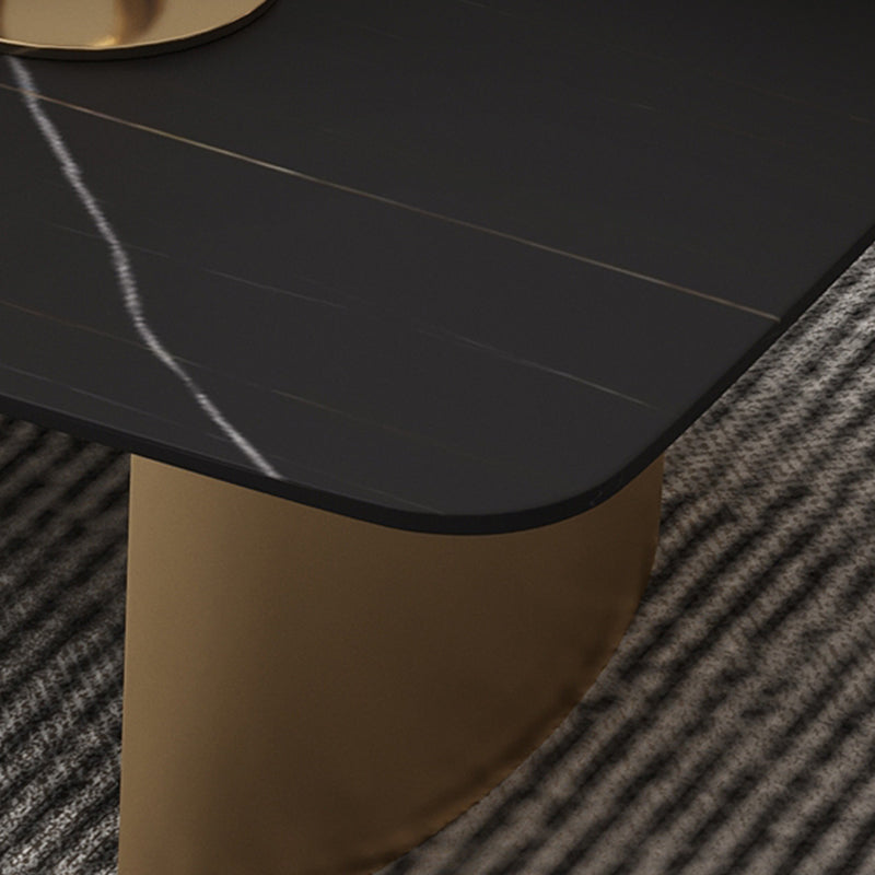 Glam 15.7" H Rectangle Slate Coffee Table Steel 2 Legs Cocktail Table