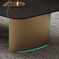Glam 15.7" H Rectangle Slate Coffee Table Steel 2 Legs Cocktail Table