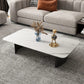 Glam 15.7" H Rectangle Slate Coffee Table Steel 2 Legs Cocktail Table