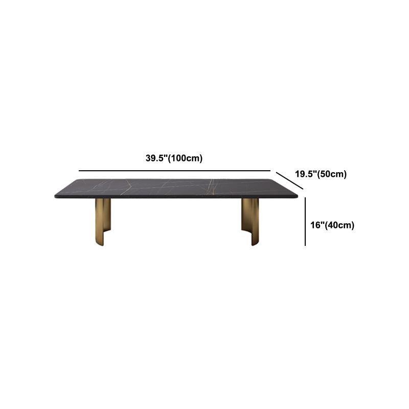 Glam 15.7" H Rectangle Slate Coffee Table Steel 2 Legs Cocktail Table