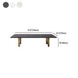 Glam 15.7" H Rectangle Slate Coffee Table Steel 2 Legs Cocktail Table