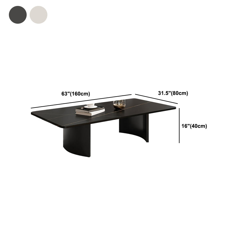 Glam 15.7" H Rectangle Slate Coffee Table Steel 2 Legs Cocktail Table