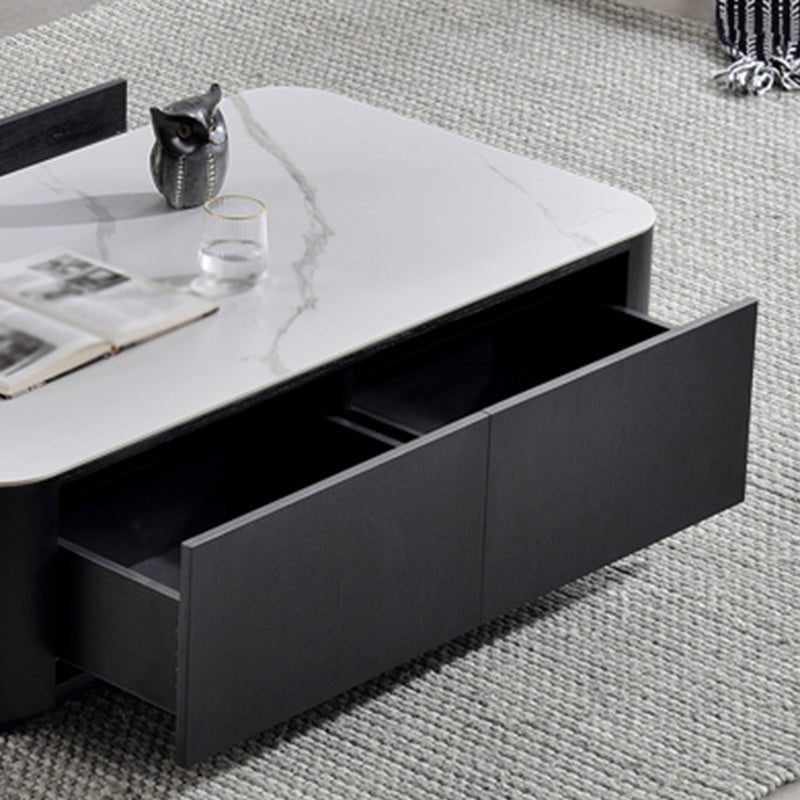 Square Square Block Base Design Slate Plate Table Plate with Drawer Coffee Table Clearhalo 'Coffee & Accent Tables' 'Coffee Tables' 'coffee_tables' 'furn' 'furn_coffee_tables' 'Furniture' 'Living Room Furniture' 5612158
