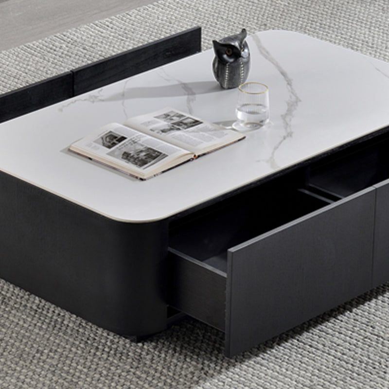 Square Square Block Base Design Slate Plate Table Plate with Drawer Coffee Table Clearhalo 'Coffee & Accent Tables' 'Coffee Tables' 'coffee_tables' 'furn' 'furn_coffee_tables' 'Furniture' 'Living Room Furniture' 5612159