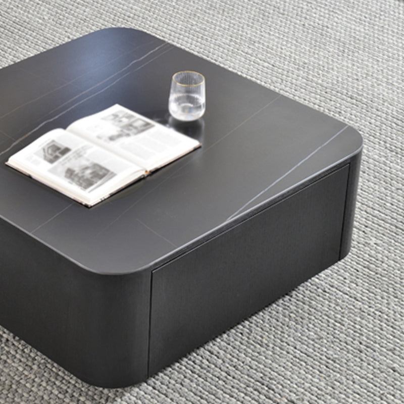 Square Square Block Base Design Slate Plate Table Plate with Drawer Coffee Table Clearhalo 'Coffee & Accent Tables' 'Coffee Tables' 'coffee_tables' 'furn' 'furn_coffee_tables' 'Furniture' 'Living Room Furniture' 5612160