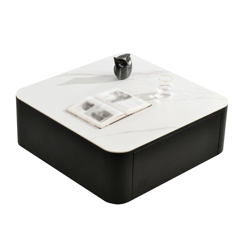 Square Square Block Base Design Slate Plate Table Plate with Drawer Coffee Table Clearhalo 'Coffee & Accent Tables' 'Coffee Tables' 'coffee_tables' 'furn' 'furn_coffee_tables' 'Furniture' 'Living Room Furniture' 5612162