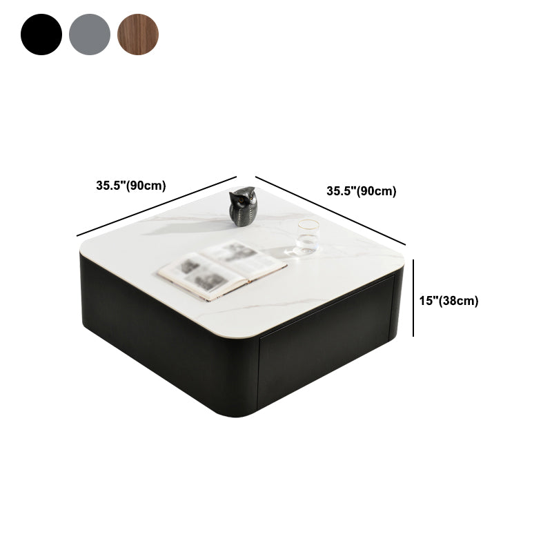 Square Square Block Base Design Slate Plate Table Plate with Drawer Coffee Table Clearhalo 'Coffee & Accent Tables' 'Coffee Tables' 'coffee_tables' 'furn' 'furn_coffee_tables' 'Furniture' 'Living Room Furniture' 5612163