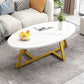 Glass Open Shelf Cocktail Table Oval Minimalist Modern Coffee Table White Gold Clearhalo 'Coffee & Accent Tables' 'Coffee Tables' 'coffee_tables' 'furn' 'furn_coffee_tables' 'Furniture' 'Living Room Furniture' 5612211