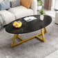 Glass Open Shelf Cocktail Table Oval Minimalist Modern Coffee Table Black-White Gold Clearhalo 'Coffee & Accent Tables' 'Coffee Tables' 'coffee_tables' 'furn' 'furn_coffee_tables' 'Furniture' 'Living Room Furniture' 5612213