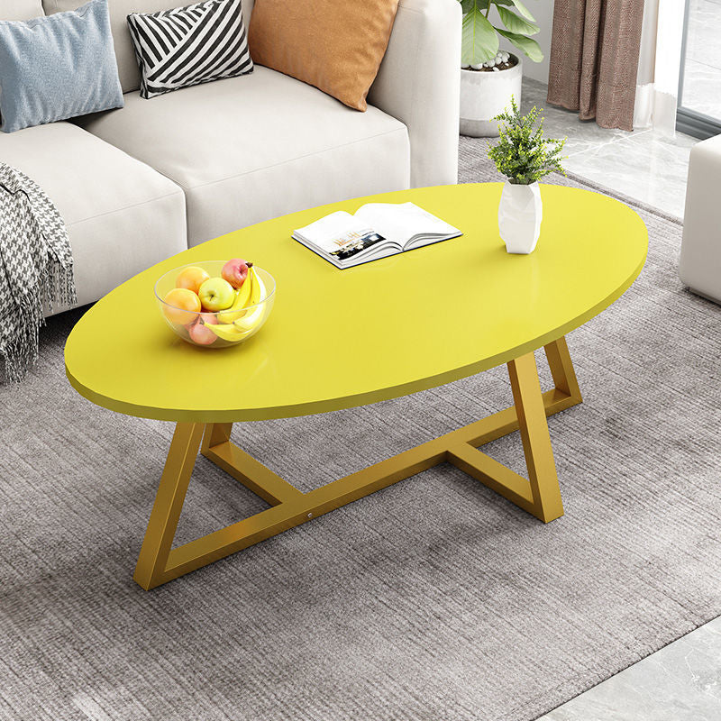 Glass Open Shelf Cocktail Table Oval Minimalist Modern Coffee Table Yellow Gold Clearhalo 'Coffee & Accent Tables' 'Coffee Tables' 'coffee_tables' 'furn' 'furn_coffee_tables' 'Furniture' 'Living Room Furniture' 5612214