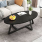 Glass Open Shelf Cocktail Table Oval Minimalist Modern Coffee Table Black Black Clearhalo 'Coffee & Accent Tables' 'Coffee Tables' 'coffee_tables' 'furn' 'furn_coffee_tables' 'Furniture' 'Living Room Furniture' 5612216
