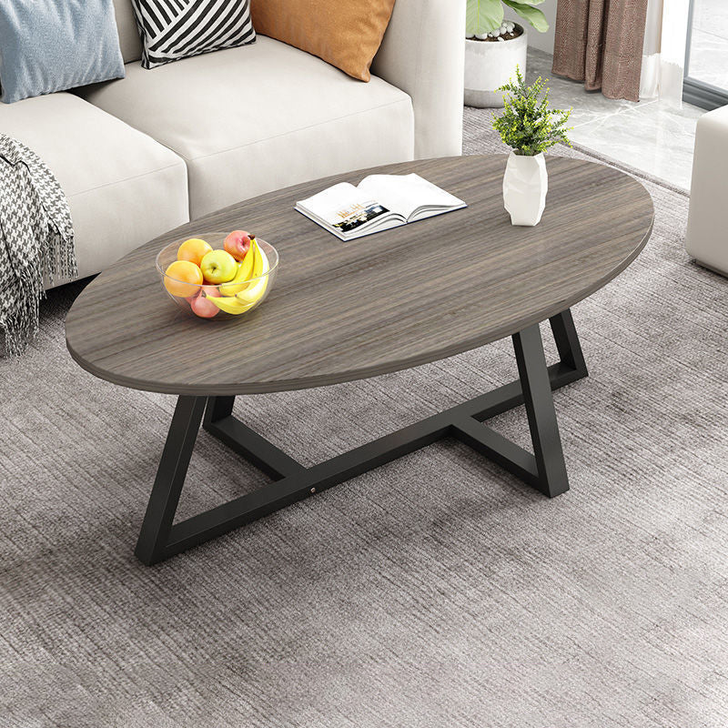 Glass Open Shelf Cocktail Table Oval Minimalist Modern Coffee Table Grey Black Clearhalo 'Coffee & Accent Tables' 'Coffee Tables' 'coffee_tables' 'furn' 'furn_coffee_tables' 'Furniture' 'Living Room Furniture' 5612219