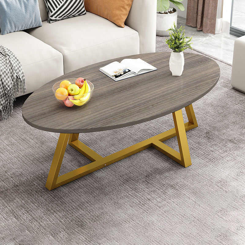 Glass Open Shelf Cocktail Table Oval Minimalist Modern Coffee Table Grey Gold Clearhalo 'Coffee & Accent Tables' 'Coffee Tables' 'coffee_tables' 'furn' 'furn_coffee_tables' 'Furniture' 'Living Room Furniture' 5612220