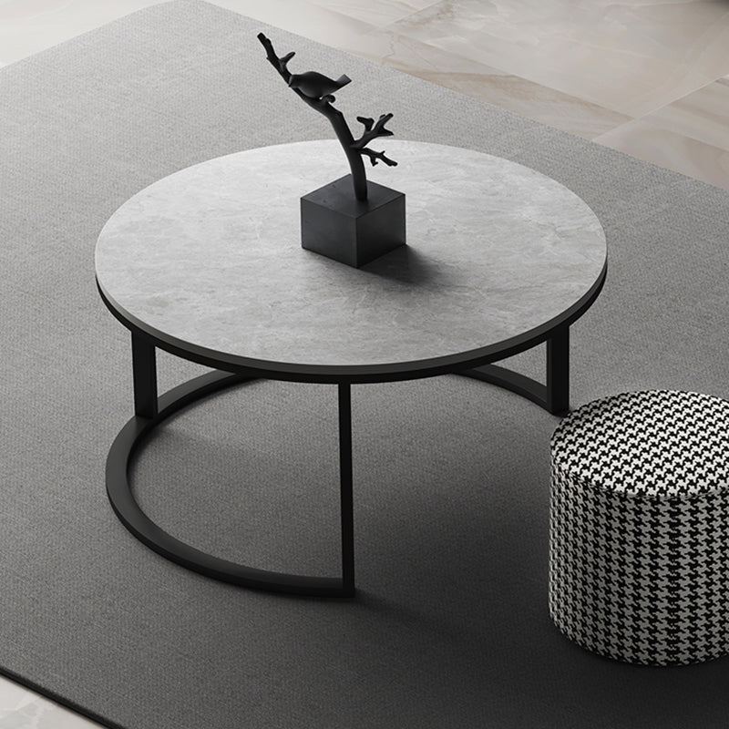 Slate Round Coffee Table 2 Piece Modern Minimalist Bunching Tables Clearhalo 'Coffee & Accent Tables' 'Coffee Tables' 'coffee_tables' 'furn' 'furn_coffee_tables' 'Furniture' 'Living Room Furniture' 5612277