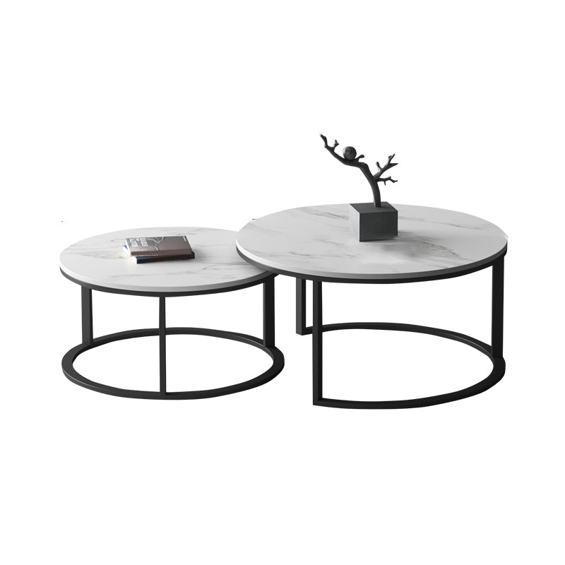 Slate Round Coffee Table 2 Piece Modern Minimalist Bunching Tables White Drawer Not Included Clearhalo 'Coffee & Accent Tables' 'Coffee Tables' 'coffee_tables' 'furn' 'furn_coffee_tables' 'Furniture' 'Living Room Furniture' 5612280