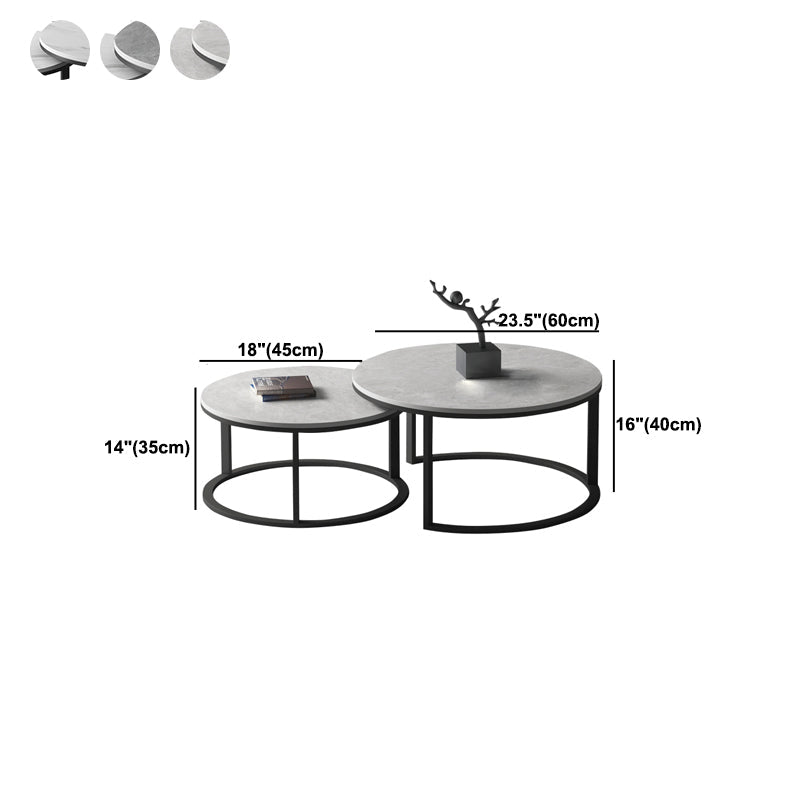 Slate Round Coffee Table 2 Piece Modern Minimalist Bunching Tables Clearhalo 'Coffee & Accent Tables' 'Coffee Tables' 'coffee_tables' 'furn' 'furn_coffee_tables' 'Furniture' 'Living Room Furniture' 5612286