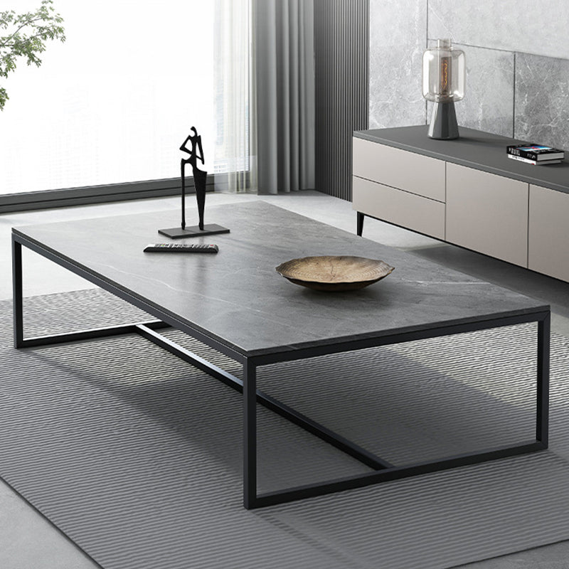Trestle Type Base Rectangular Slate Table Board Ornate Style Coffee Table Gray Black Clearhalo 'Coffee & Accent Tables' 'Coffee Tables' 'coffee_tables' 'furn' 'furn_coffee_tables' 'Furniture' 'Living Room Furniture' 5612310