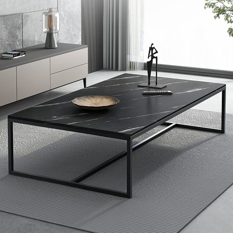Trestle Type Base Rectangular Slate Table Board Ornate Style Coffee Table Black Clearhalo 'Coffee & Accent Tables' 'Coffee Tables' 'coffee_tables' 'furn' 'furn_coffee_tables' 'Furniture' 'Living Room Furniture' 5612312