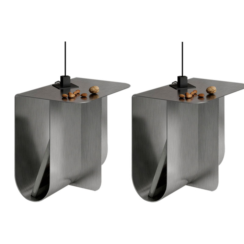 15" Tall Mid-Century Metal Rectangle Top Side Table Abstract End Table with Storage