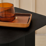 15" Tall Mid-Century Metal Rectangle Top Side Table Abstract End Table with Storage