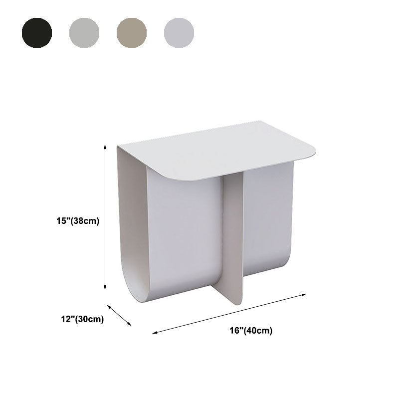 15" Tall Mid-Century Metal Rectangle Top Side Table Abstract End Table with Storage