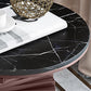 Modern Round Marble Top Side Table 19.6" Tall Iron Abstract End Table