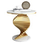 Modern Round Marble Top Side Table 19.6" Tall Iron Abstract End Table