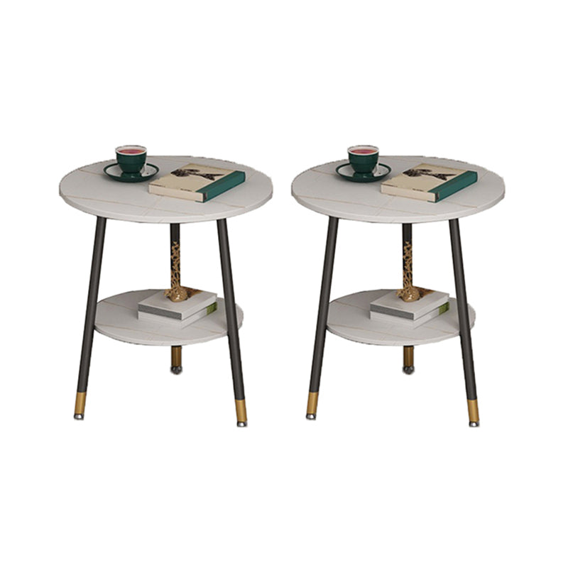 21.6"H X 19.6"W X 19.6"D Round Slate Top Side Table Metal 3 Legs End Table Black-White 2 Clearhalo 'Coffee & Accent Tables' 'End & Side Tables' 'end_side_tables' 'furn' 'furn_end_side_tables' 'Furniture' 'Living Room Furniture' 5612403