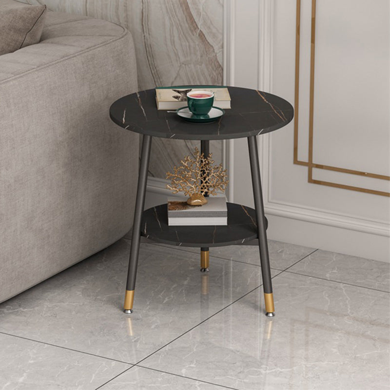 21.6"H X 19.6"W X 19.6"D Round Slate Top Side Table Metal 3 Legs End Table Clearhalo 'Coffee & Accent Tables' 'End & Side Tables' 'end_side_tables' 'furn' 'furn_end_side_tables' 'Furniture' 'Living Room Furniture' 5612404