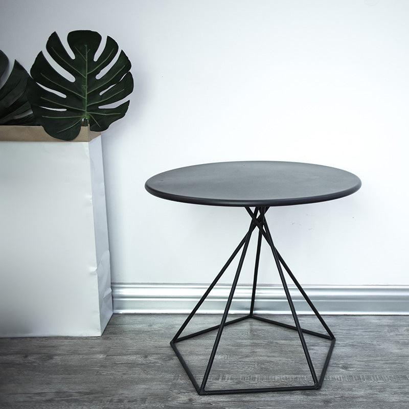 Slate Plate Table Plate Round Metal Frame Base Modern Style Coffee Table