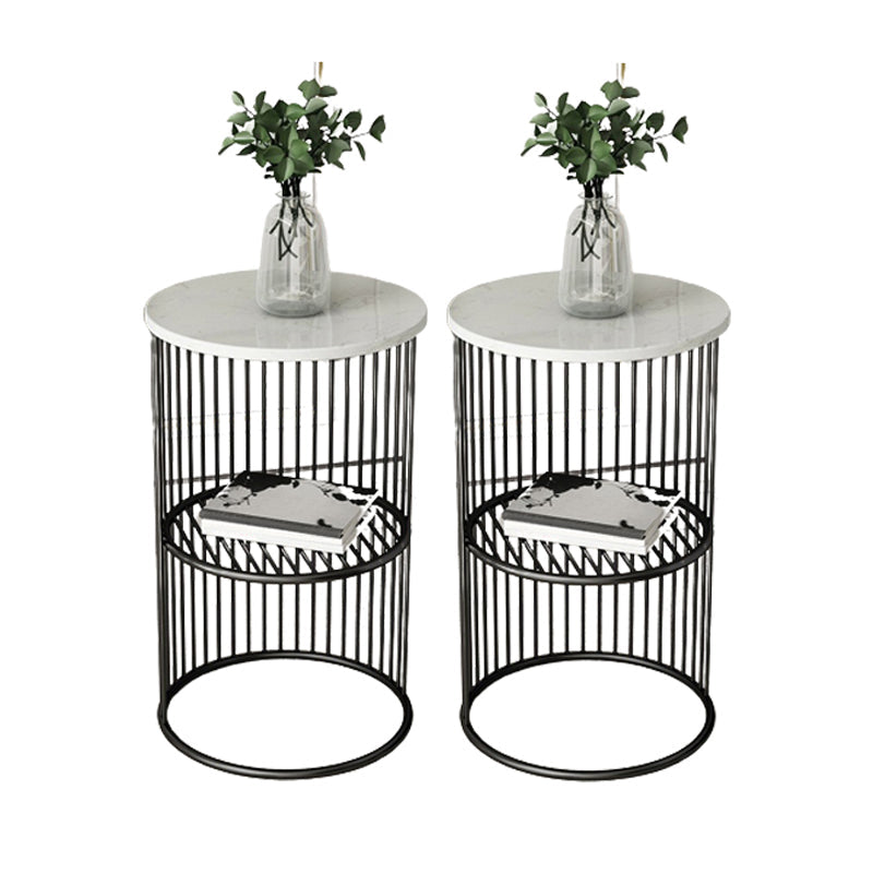 Modern Style Round Slate Table Plate Metal Frame Base Coffee Table