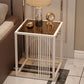 23.6" Tall Modern Square Glass Top Side Table Metal Frame End Table