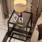 23.6" Tall Modern Square Glass Top Side Table Metal Frame End Table