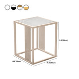 23.6" Tall Modern Square Glass Top Side Table Metal Frame End Table