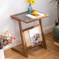 Modern Style Bamboo Rattan Material Organic Glass Desktop Rectangular Side Table