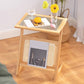 Modern Style Bamboo Rattan Material Organic Glass Desktop Rectangular Side Table
