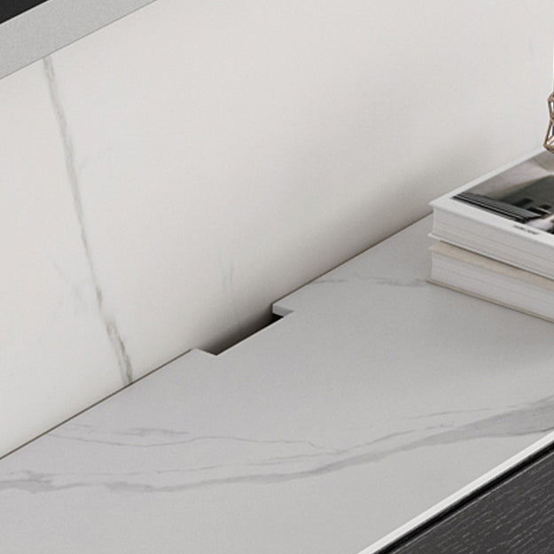 Soporte de TV de piedra y madera contemporánea de medios de televisión flotantes