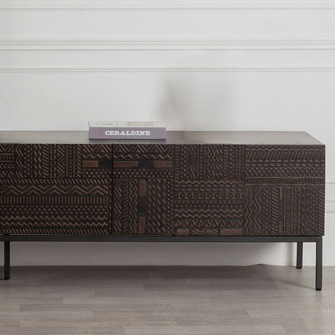 Traditional Teak Wood Media Console Brown TV Media Stand with Drawers Clearhalo 'furn' 'furn_tv_stands_entertainment_centers' 'Furniture' 'Living Room Furniture' 'TV Stands & Entertainment Centers' 'TV Stands & Media Storage Furniture' 'tv_stands_entertainment_centers' 5612727