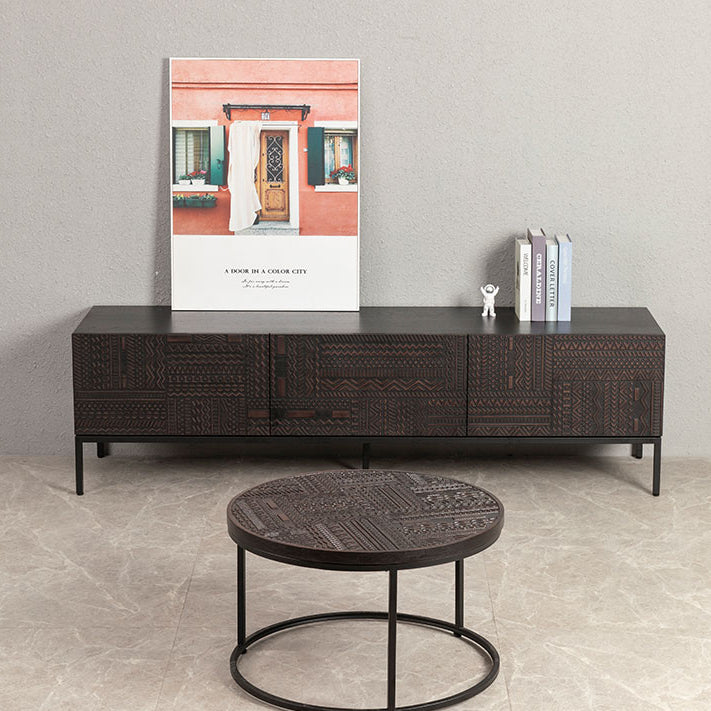 Traditional Teak Wood Media Console Brown TV Media Stand with Drawers Clearhalo 'furn' 'furn_tv_stands_entertainment_centers' 'Furniture' 'Living Room Furniture' 'TV Stands & Entertainment Centers' 'TV Stands & Media Storage Furniture' 'tv_stands_entertainment_centers' 5612731