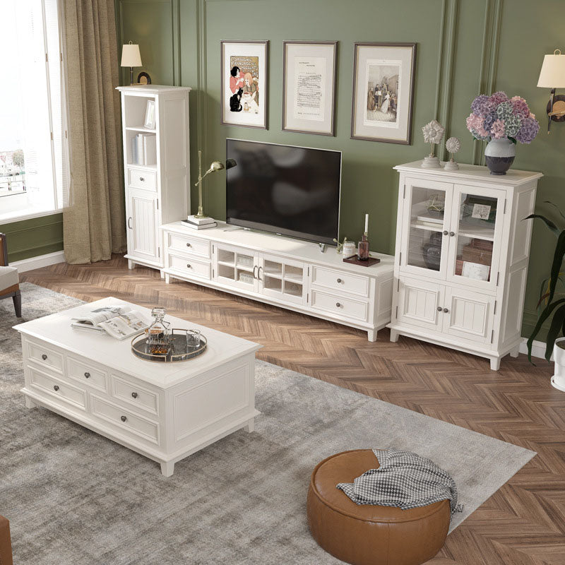 Contemporary Ash Wood TV Media Stand White Wood Media Console with Drawers Clearhalo 'furn' 'furn_tv_stands_entertainment_centers' 'Furniture' 'Living Room Furniture' 'TV Stands & Entertainment Centers' 'TV Stands & Media Storage Furniture' 'tv_stands_entertainment_centers' 5612741