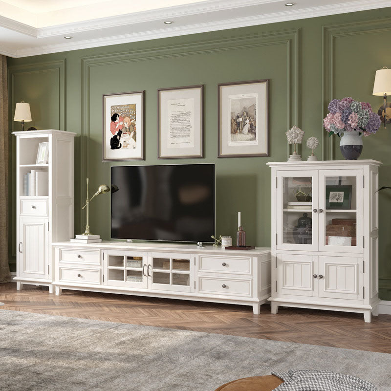 Contemporary Ash Wood TV Media Stand White Wood Media Console with Drawers Clearhalo 'furn' 'furn_tv_stands_entertainment_centers' 'Furniture' 'Living Room Furniture' 'TV Stands & Entertainment Centers' 'TV Stands & Media Storage Furniture' 'tv_stands_entertainment_centers' 5612742