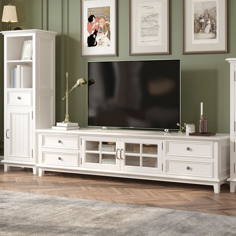 Contemporary Ash Wood TV Media Stand White Wood Media Console with Drawers Clearhalo 'furn' 'furn_tv_stands_entertainment_centers' 'Furniture' 'Living Room Furniture' 'TV Stands & Entertainment Centers' 'TV Stands & Media Storage Furniture' 'tv_stands_entertainment_centers' 5612749