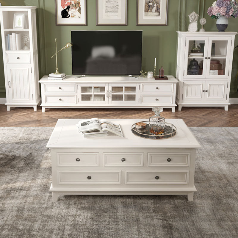 Contemporary Ash Wood TV Media Stand White Wood Media Console with Drawers Clearhalo 'furn' 'furn_tv_stands_entertainment_centers' 'Furniture' 'Living Room Furniture' 'TV Stands & Entertainment Centers' 'TV Stands & Media Storage Furniture' 'tv_stands_entertainment_centers' 5612750