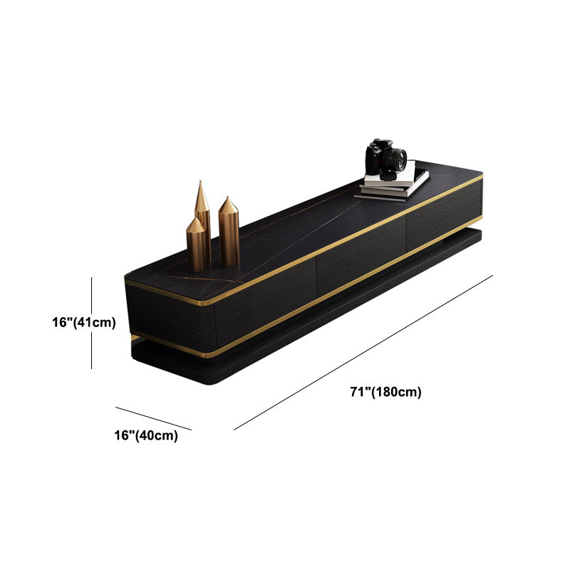 16.14"H TV Stand Glam Style Enclosed Storage TV Console in Black with 3 Drawers Clearhalo 'furn' 'furn_tv_stands_entertainment_centers' 'Furniture' 'Living Room Furniture' 'TV Stands & Entertainment Centers' 'TV Stands & Media Storage Furniture' 'tv_stands_entertainment_centers' 5612867