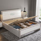 Cama estándar de madera contemporánea con cabecera de panel rectangular
