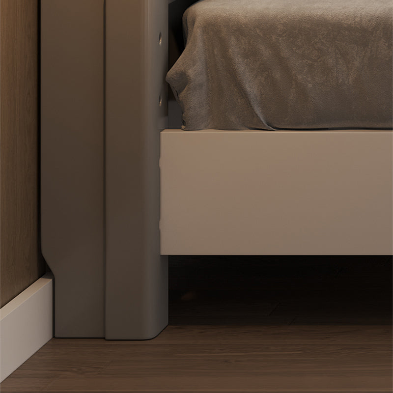 Cama estándar de madera contemporánea con cabecera de panel rectangular