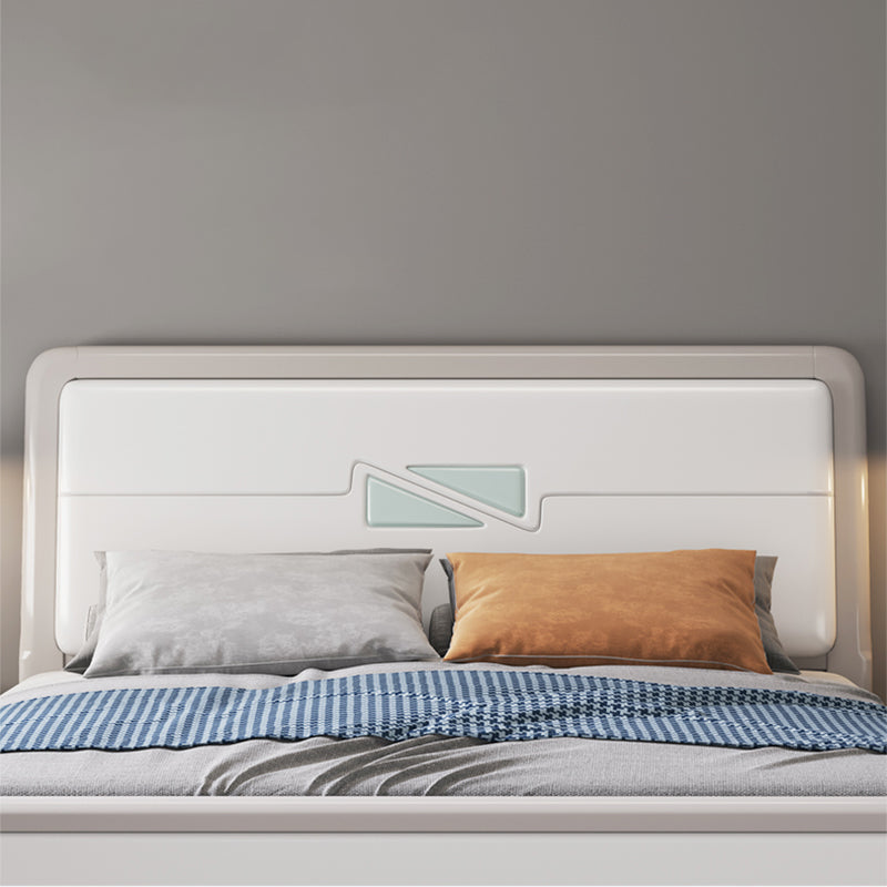 Cama estándar de madera contemporánea con cabecera de panel rectangular