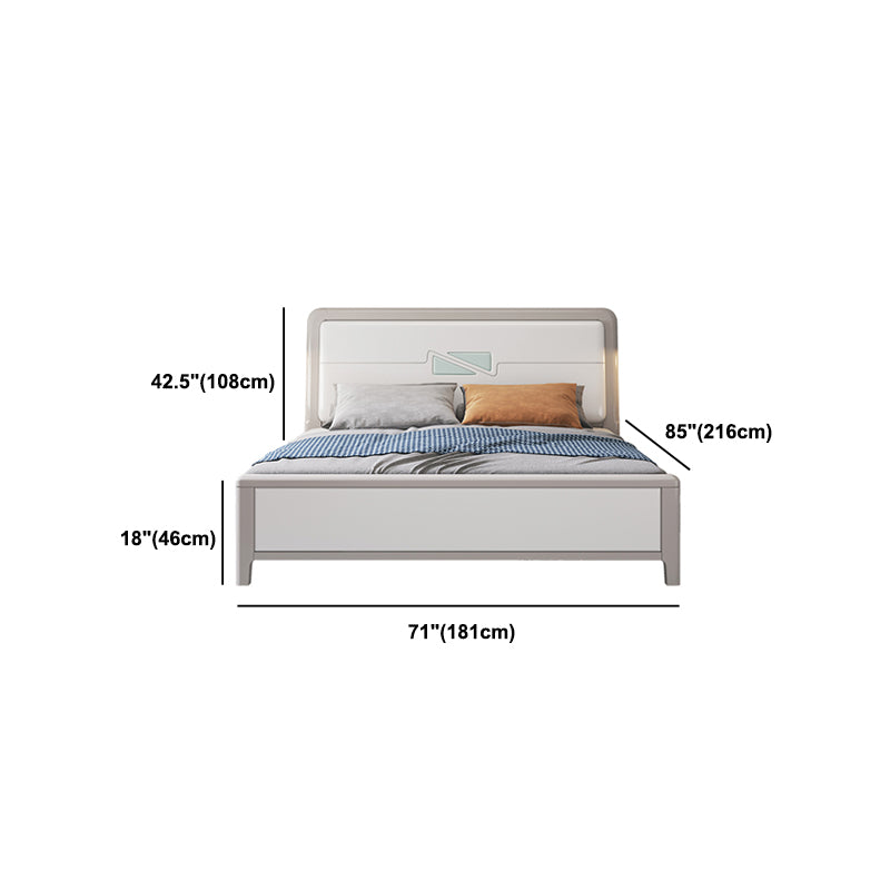 Cama estándar de madera contemporánea con cabecera de panel rectangular