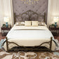 Industrial Open-Frame Bed Retro Metallic Low Profile Bed Frame with Headboard